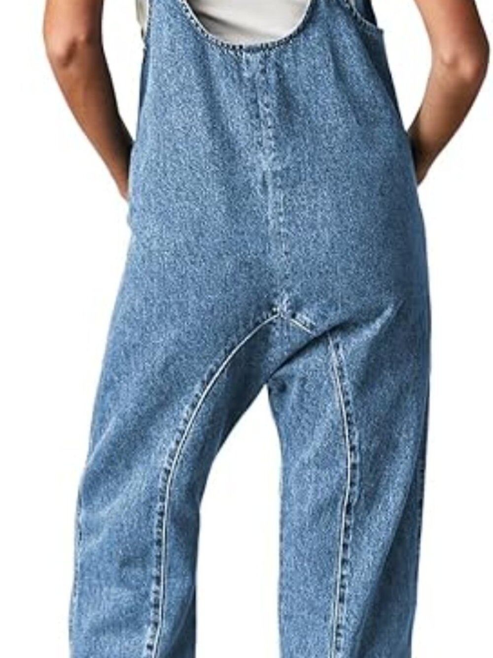 Light Wash Denim Overalls with Front Pockets - Picture 2 of 11